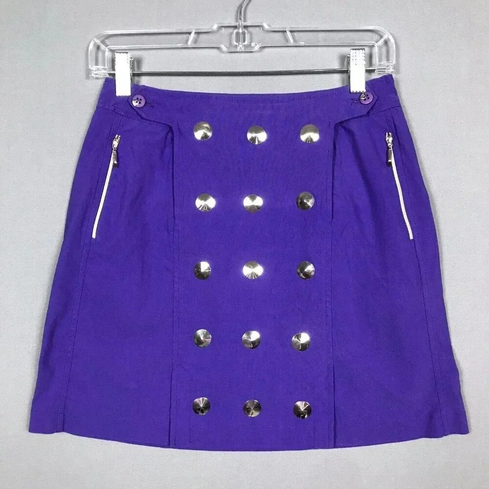Jamie Sadock Skort Size 2 Silver Disc Studded Stretch Pockets Golf Pickleball - Picture 14 of 14